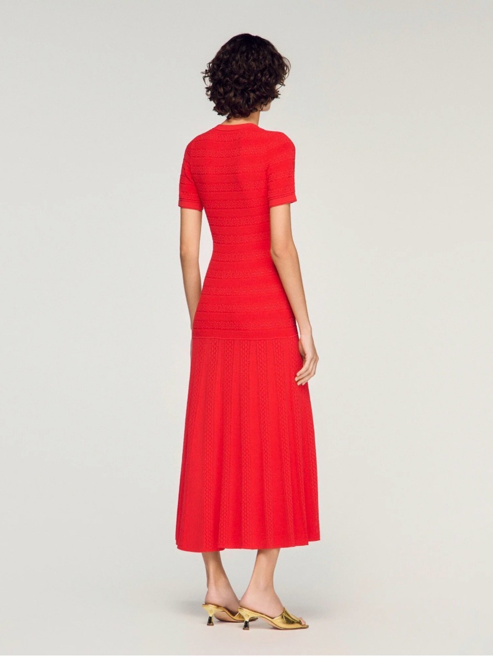 New Sandro Milona Red Knit Maxi Dress, Sz 40, US 8 - Picture 4 of 9